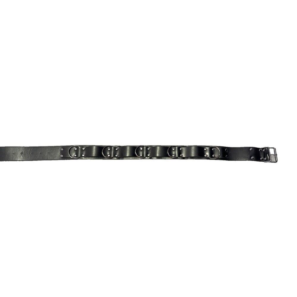 Fort Troff Mens Black Leather Belt with O-Ring Accents Adjustable